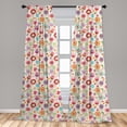 thumbnail image 5 of Ambesonne Floral Curtains, Ladybug Strawberry Bird, Pair of 28"x63", Multicolor, 5 of 5