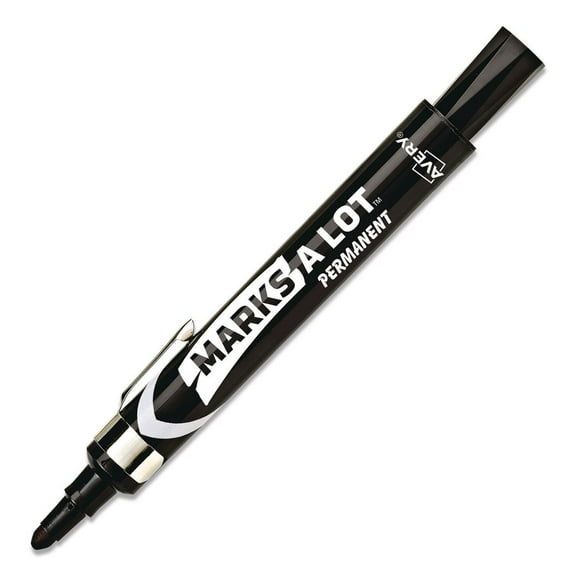 MARKS A LOT Large Desk-Style Permanent Marker with Metal Pocket Clip Broad Bullet Tip Black 24878