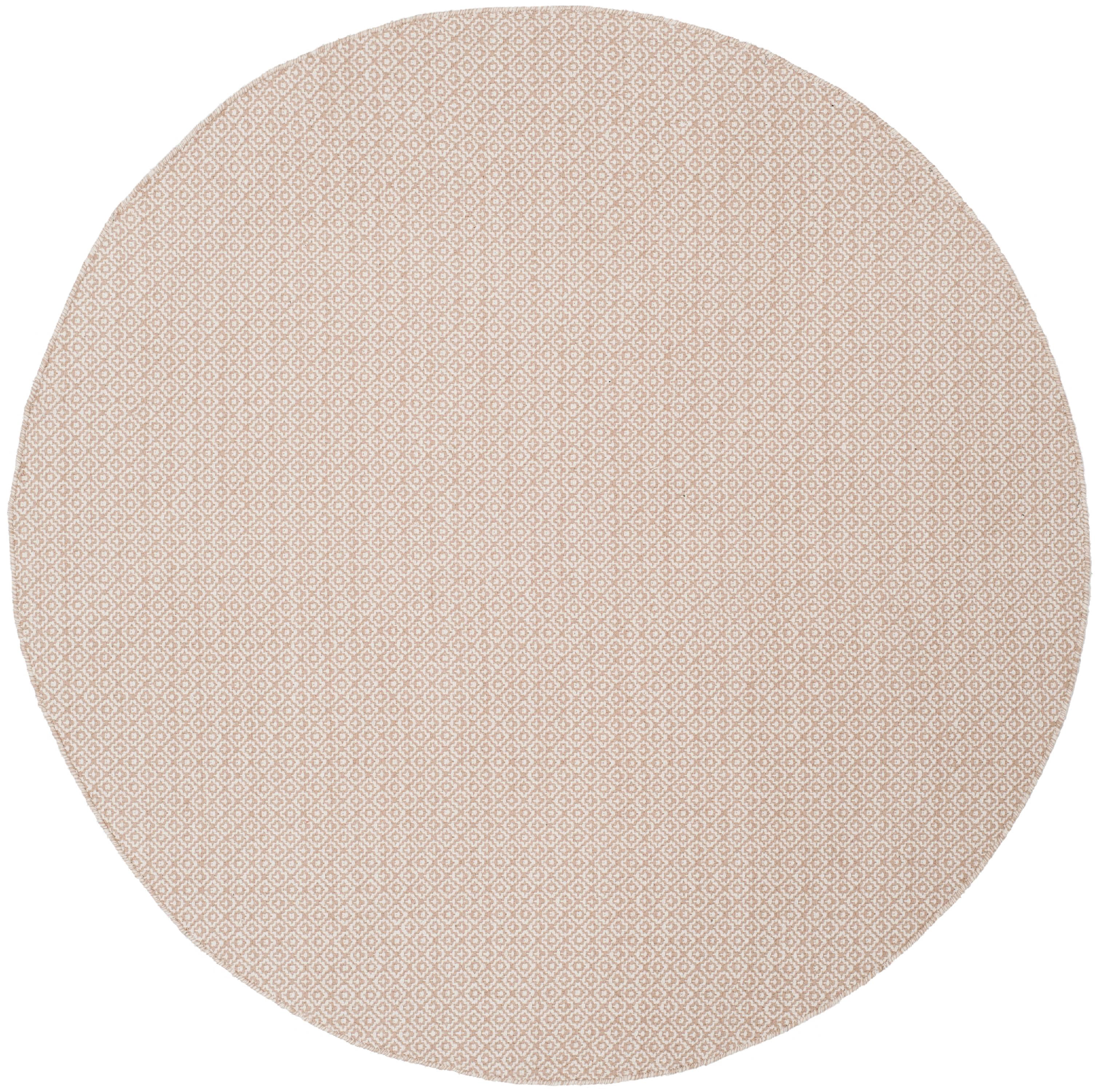 SAFAVIEH Montauk Audra Geometric Cotton Area Rug, Ivory/Beige, 6' x 6' Round