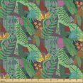thumbnail image 2 of Ambesonne Leaves Fabric by the Yard Upholstery, Tropical Jungle Composition, 3 Yards, Multicolor, 2 of 5