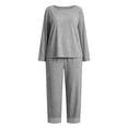 thumbnail image 7 of Nugftut Women Plus Size Pajama Sets Long Sleeve Top and Wide Leg Pants 2 Piece Soft Lounge Pjs Summer Fall Loungewear, 7 of 7
