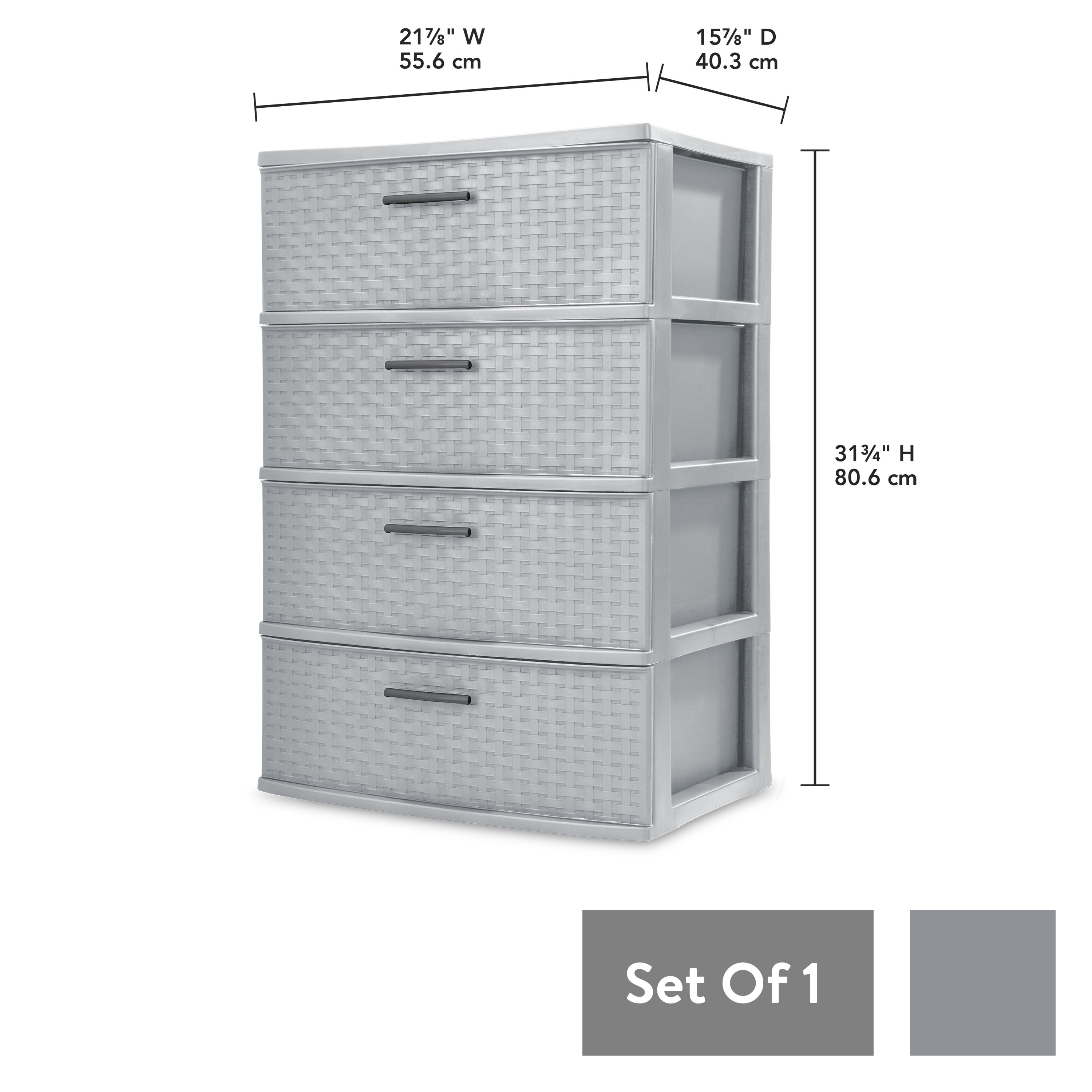 Sterilite 4 Drawer Wide Weave Tower Cement-4 Drawer 2-Pack
