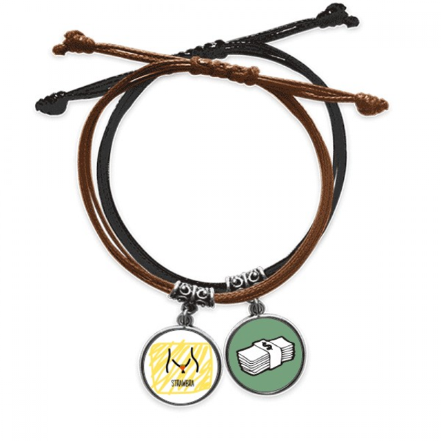 Negro Rojo divertido dibujo de fresa Pulsera Cuerda Mano Cadena Cuero Dinero Pulsera Unbranded M