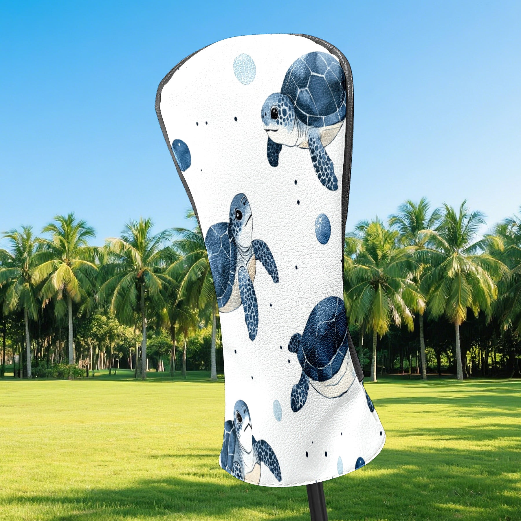 Golf Club Covers PU Leather Waterproof Head Covers for Fairway Woods Hybrids Cute Water Turtle