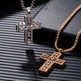 thumbnail image 4 of Big Double Cross 14K Yellow Gold Pendant Long Chain Neckalce Korea Women High Quality D Twist Chain Jewelry Gift, 4 of 7