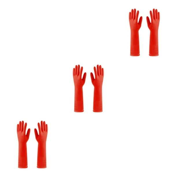 Inteprter 2 guantes de goma para cocina, herramienta de jardinería, gran sellado, guante de multiusos, manopla para lavar platos, rojo Type1 NO1