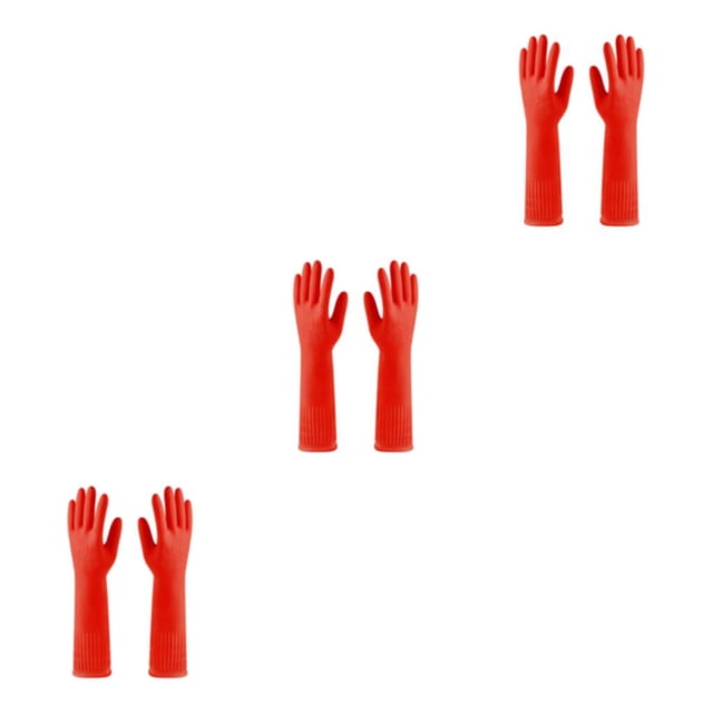 Inteprter 2 guantes de goma para cocina, herramienta de jardinería, gran sellado, guante de multiusos, manopla para lavar platos, rojo Type1 NO1