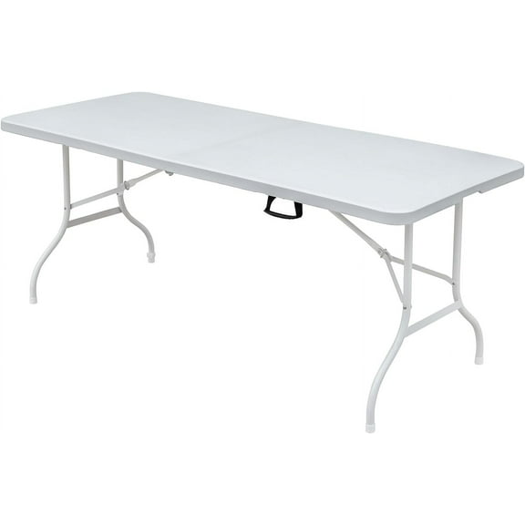 EastVita 6 Foot Folding Portable Table,Plastic Foldable Table with Carry Handle for Dining,Picnic,Camping,Party,White