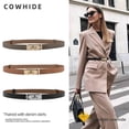 thumbnail image 3 of Skinny Women Leather Belt for Dresses Thin Waist Belt for Jeans Pants with Gold Buckle,width 0.7", 3 of 5
