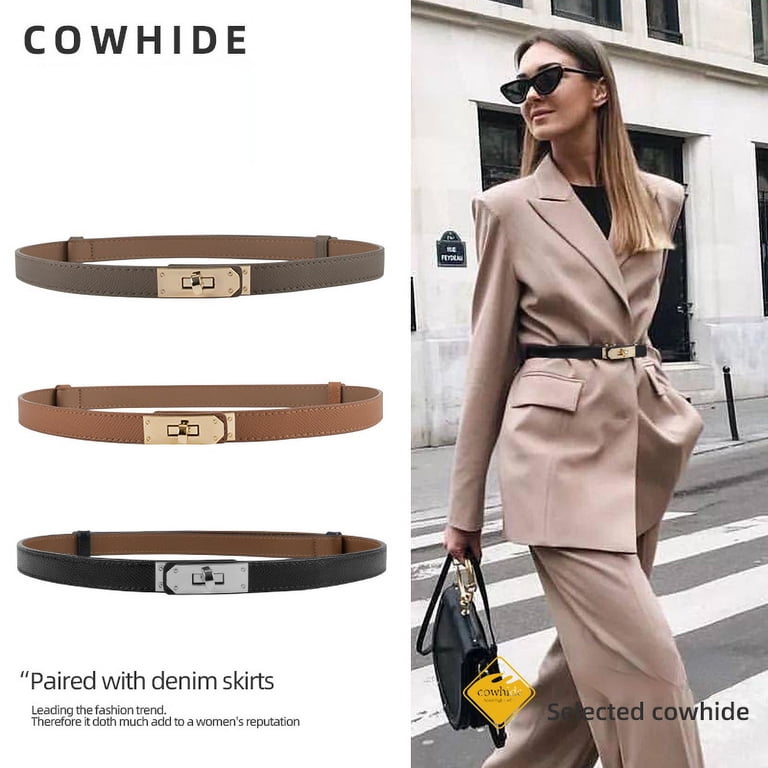 9257 Women’s 0.7″skinny Genuine Leather Belts For Jeans Pants Dresses TRIWORKS 3 Pack Women Skinny Leather Belt for Jeans Pants  main image 3