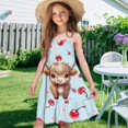 thumbnail image 6 of Uourmeti Cartoon Shark Print Little Girl Dresses Summer Spaghetti Strap Swing Dresses Kids Toddler Cute Cami Sundress A Line Tiered Midi Dress,5-6Y, 6 of 6