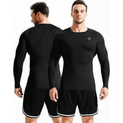 NELEUS Men Compression Shirts Workout Running Shirts Dry Fit Long Sleeve 3 Pack,Black,US Size M