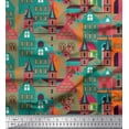 thumbnail image 1 of Soimoi Green Cotton Voile Fabric Architectural Structure Architectural Printed Fabric 1 Yard 42 Inch Wide, 1 of 3