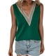 thumbnail image 4 of Moda mujer Casual Color sólido cuello en V camisetas sin mangas encaje costura chaleco Tops Pompotops lopia999942, 4 of 7