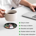thumbnail image 3 of Black Green Snowman Christmas Coasters Set of 6, Absorbent Coasters for Drinks, Xmas Tree Snowflake Elk Gifts Coaster for Desk Coffee Table Protection, Home Decor House Warming Gifts 4", 3 of 8
