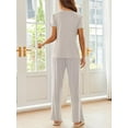 thumbnail image 4 of Avidlove Women's Pajama Set 2 Piece Short Sleeve Pj with Long Striped Pants Sleepwear Soft Loungewear, 4 of 7