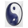 thumbnail image 2 of Ying Yang Outdoor Tablecloth, Asian Spiritual Yin Yang Figure Textured in Jean Style Harmony and Balance Pair, Decorative Washable Fabric Picnic Table Cloth, 58 X 84 Inches,White Blue, by Ambesonne, 2 of 2