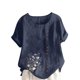 thumbnail image 1 of Vestidos Casuales Para Mujer, Blusas De Mujer De Moda Blusa informal de lino con cuello redondo, manga corta y botones para mujer, 1 of 4
