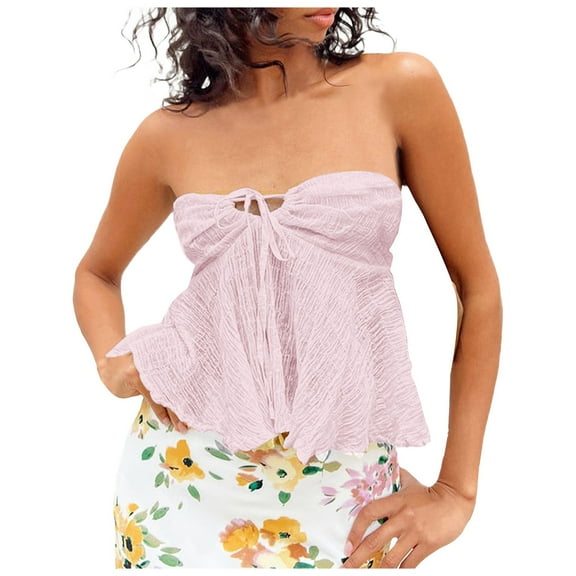 SHITINN Half Top Slim Women Women Tube Top Summer Off Shoulder Strapless Top Elegant Bandeau Top Off Shoulder Top