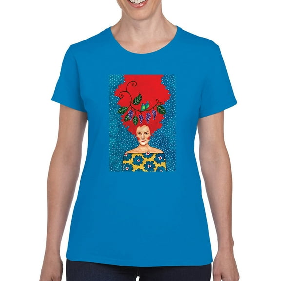 Pastell Fiery Haired Woman T-shirt Women's -Hulya Ozdemir Designs, Female Large