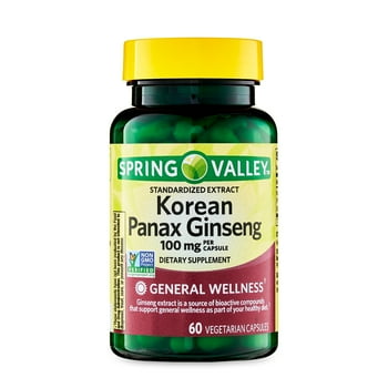 Spring Valley Korean Panax Ginseng Dietary Supplement, 100 mg, 60 count