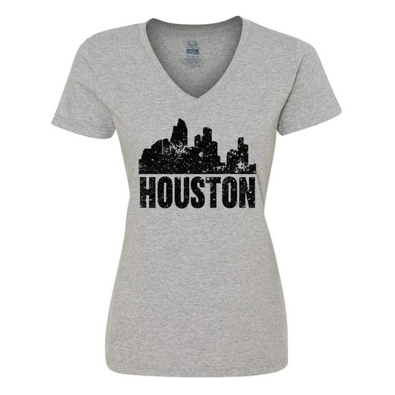 Inktastic Houston Skyline Grunge Women's V-Neck T-Shirt