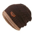 thumbnail image 4 of HESHENG Mens Winter Warm Knit Hat Thick Fleece Lined Skull Coffee, 4 of 5