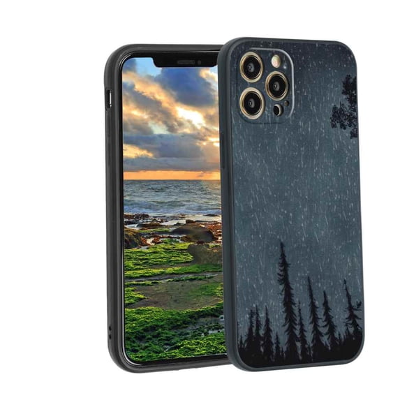 Starry-Night-Forest-Sky-301 Phone Case, Degined for iPhone 12 Pro Case Men Women, Flexible Silicone Shockproof Case for iPhone 12 Pro