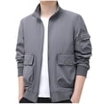 thumbnail image 2 of LOVZFMLL Jackets for Men's Solid Color Velvet Winter Windproof No Hat Long Sleeved Pocket, 2 of 9
