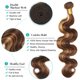 thumbnail image 2 of Extensiones de cabello humano brasileño virgen, mechones ondulados con cierre de encaje HD, rubio miel, degradado, 4x4, 3 paquetes, 2 of 5