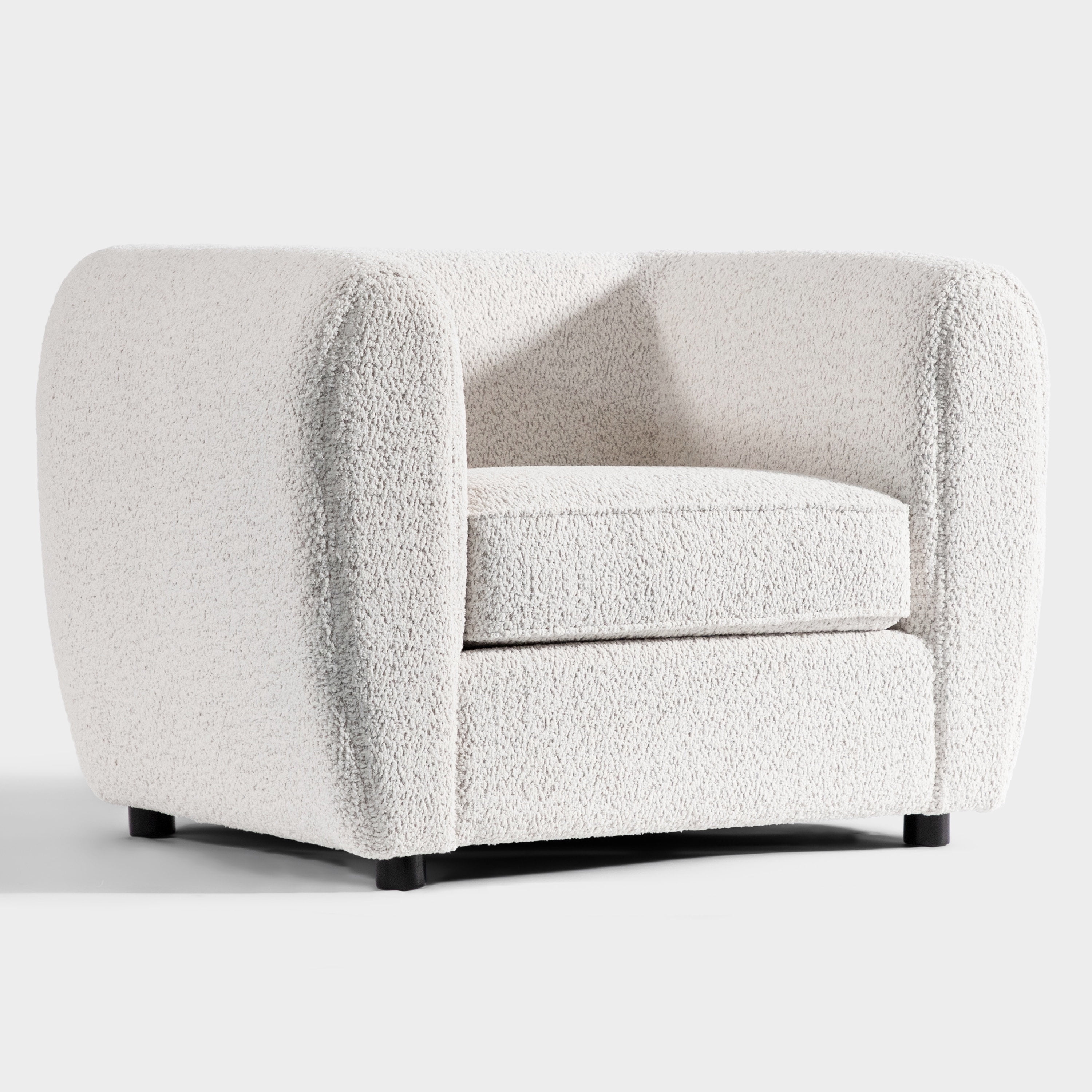 Furniture of America Nallia Tuxedo Style Upholstered Boucle Fabric White Accent Chair