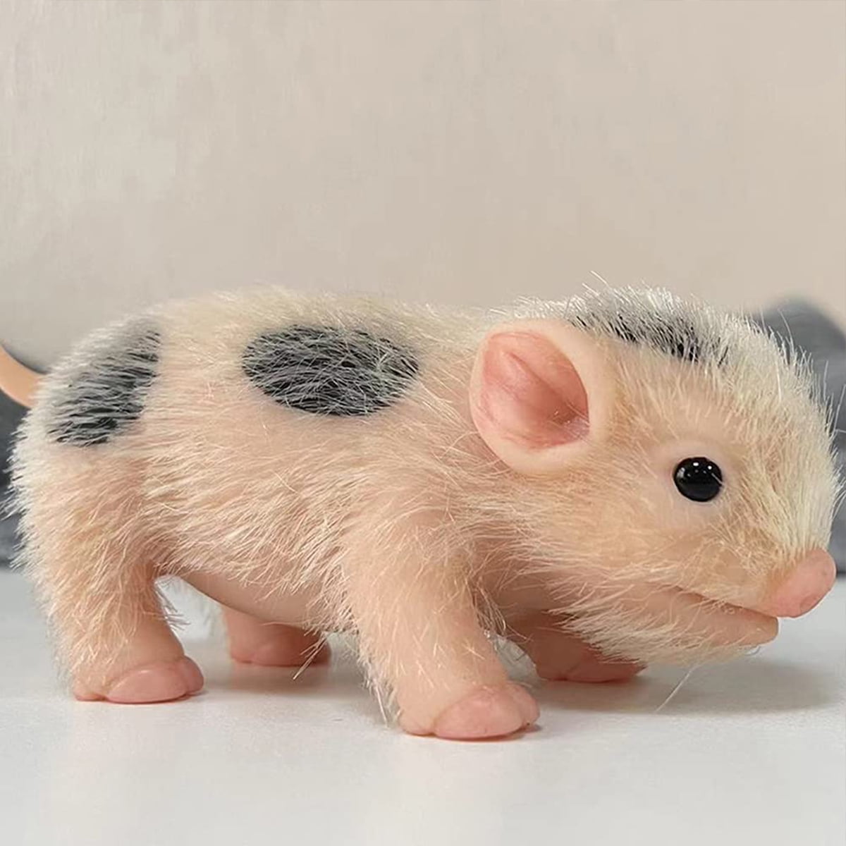 Linkkot Silicone Pet Pig 4 Inch Mini Realistic Silicone Piglet White  Hair,Stretchy Fake Animals Full Body Soft Silicone Pig,Lovely Silicone  Animals