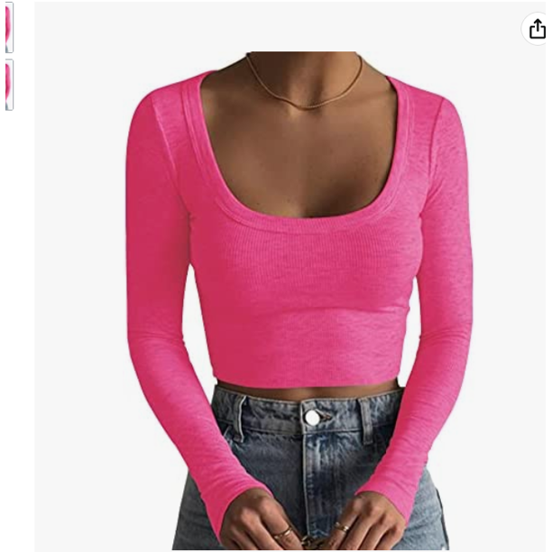 Txlixc Blusa de corte de punto sólido de manga corta, manga larga y cuello redondo profundo para mujeres fiesta de ocio callejero blusa de primavera y otoño callejero Txlixc moda
