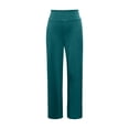 thumbnail image 3 of Arlun Stylish Loose Solid Color High Waist Straight Leg Pants with Pockets Womens Soft Comfortable Elastic Waisted Basic Sports Leisure for Daily Commuter Wear Dark Green XXXL, 3 of 4