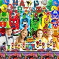 thumbnail image 5 of NEFIYLUXP Superhero Themed Birthday Decorations, The Avengers Party Supplies Including Backdrop, Birthday Banner, Hanging Swirls, Balloons, Cake Toppers, Forks, Napkins, Plates for Cool Party Decors, 5 of 6