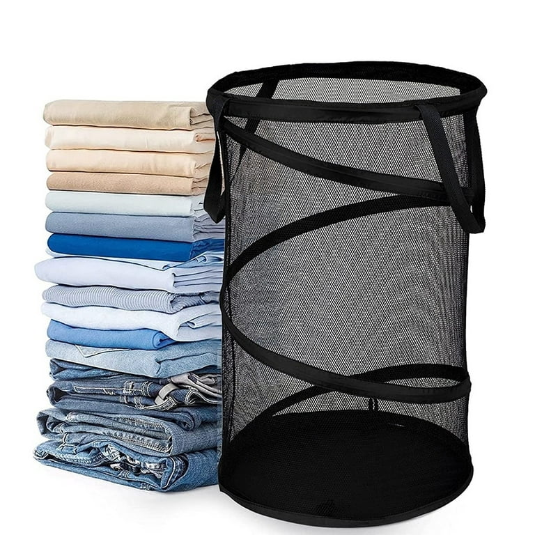 Mesh Laundry Basket Foldable Pop-Up Laundry Hamper Collapsible Laundry  Baskets with Reinforced Carry Handle Large Capacity Easy Storage  Space-Saving