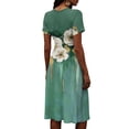 thumbnail image 5 of Dresses for Women Short Sleeve Crossover Wrap V Neck Summer Dress Beach Vacation Sundress Modest Dresses, 5 of 5