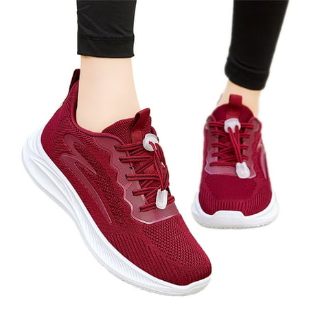 

Spring and Summer Flat Sneaker Boots for Women Sports Shoes Thick Sneaker Booties for Women with Heel Non Slip Mesh Breathable Elastic Lace Up Solid Color Casual Style