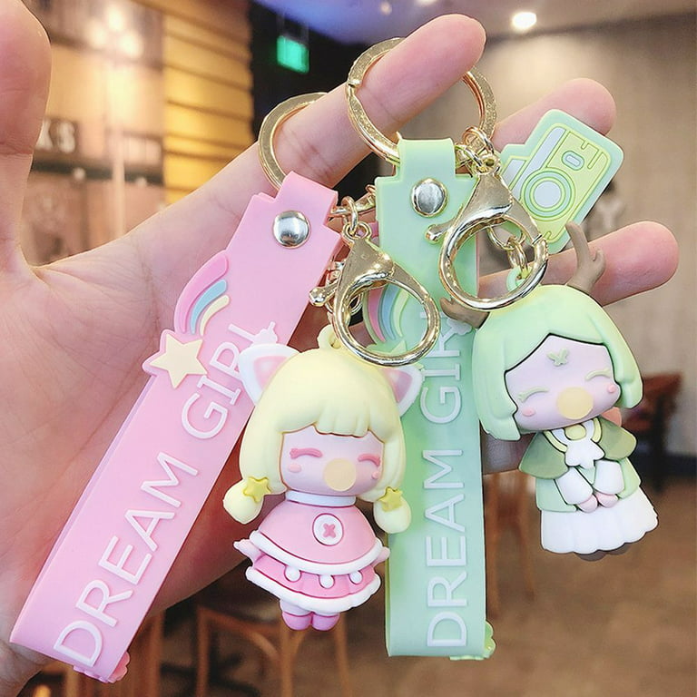 Luxury Cute Decoration Schoolbag Bag Charms Silicone Bubble Blowing  Princess Doll Bubble Princess Keychain Bag Pendant Car Key Ring Wristband Key  Chain PINK 