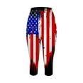 thumbnail image 3 of kpoplk American Flag Yoga Capri Leggings for Women Plus Size High Waisted Soft 4th of July Pants(Blue,S), 3 of 4