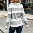 thumbnail image 4 of Edvintorg Long Sleeve Shirts for Women Striped Color Block Crew Neck Casual Pullover Tops Summer Blouse Clothes Women Gray XL, 4 of 7