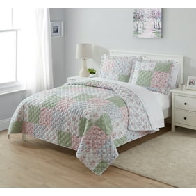 Simply Shabby Chic Reversible Ditsy Floral 3-Piece Quilt Set, Full/Queen