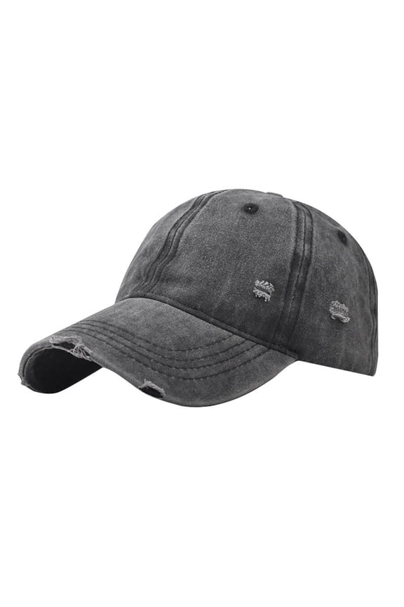 Unisex Washed Baseball Cap Stylish Eyelet Distressed Adjustable Outdoor Everyday Personality Solid Color Comfortable Dad Hat For Men And Women