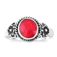 thumbnail image 1 of Daisy Floral Embrace Red Coral Sterling Silver Ring-7, 1 of 4