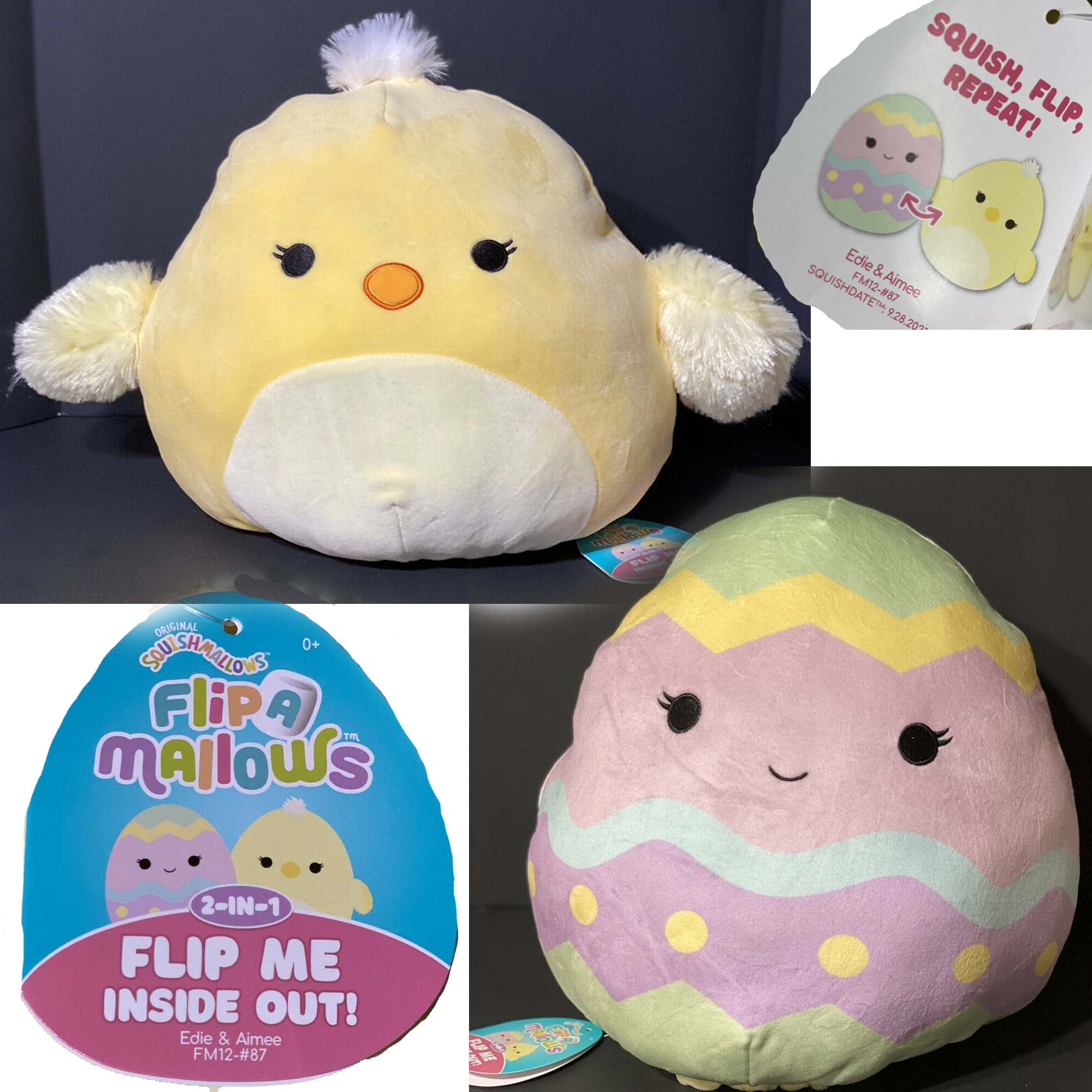 Squishmallow Easter Flipmallow Edie The Egg and Aimee The Chick 12 inch