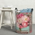 thumbnail image 6 of Pofeuu Vintage Typewriter Floral Print Laundry Basket Circular Laundry Hamper with Handle Waterproof Oxford Fabric Foldable Dirty Clothes Storage Bucket Gift Storage Basket-Medium, 6 of 6