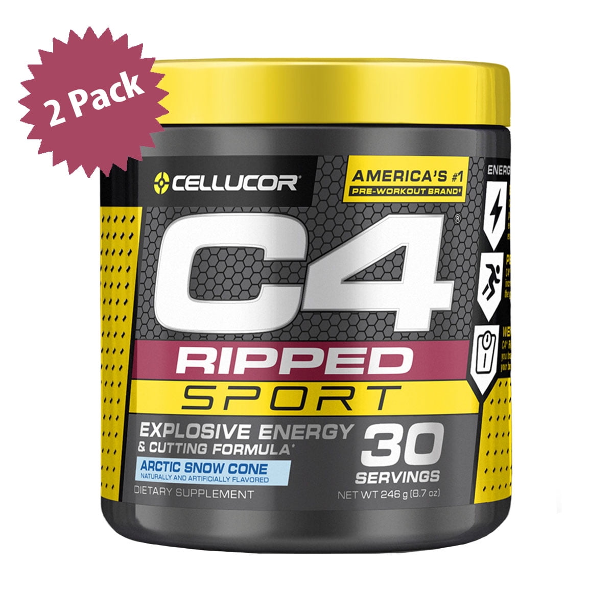 Cellucor C4 Ripped Sport Pre Workout Powder, Arctic Snow Cone, 30