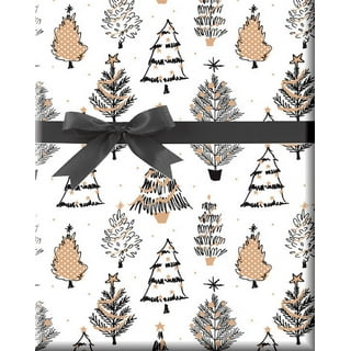 Ginger Ray Contemporary Black & White Tree Wrapping Christmas Paper, Pack  of 3