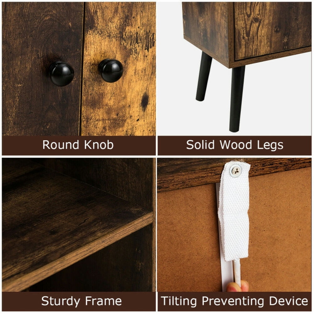 Demi Bonn 2-Tier Retro Bookcase Bookshelf with 3 Compartment, Brown