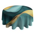 thumbnail image 4 of Teal Marble Gold Wave Pattern Round Tablecloth 60"x60",Wrinkle Wipeable Table Cloth for Kitchen Dining Room Picnic Patio Party, 4 of 6